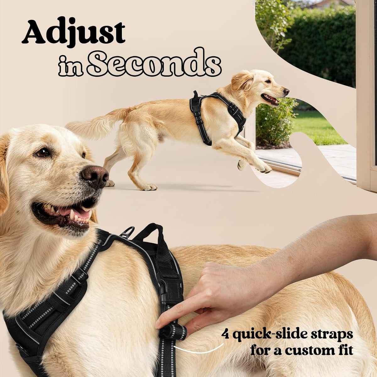 Dog Harness, No Pull for Large Dogs with 2 Leash Clips, Pet Vest