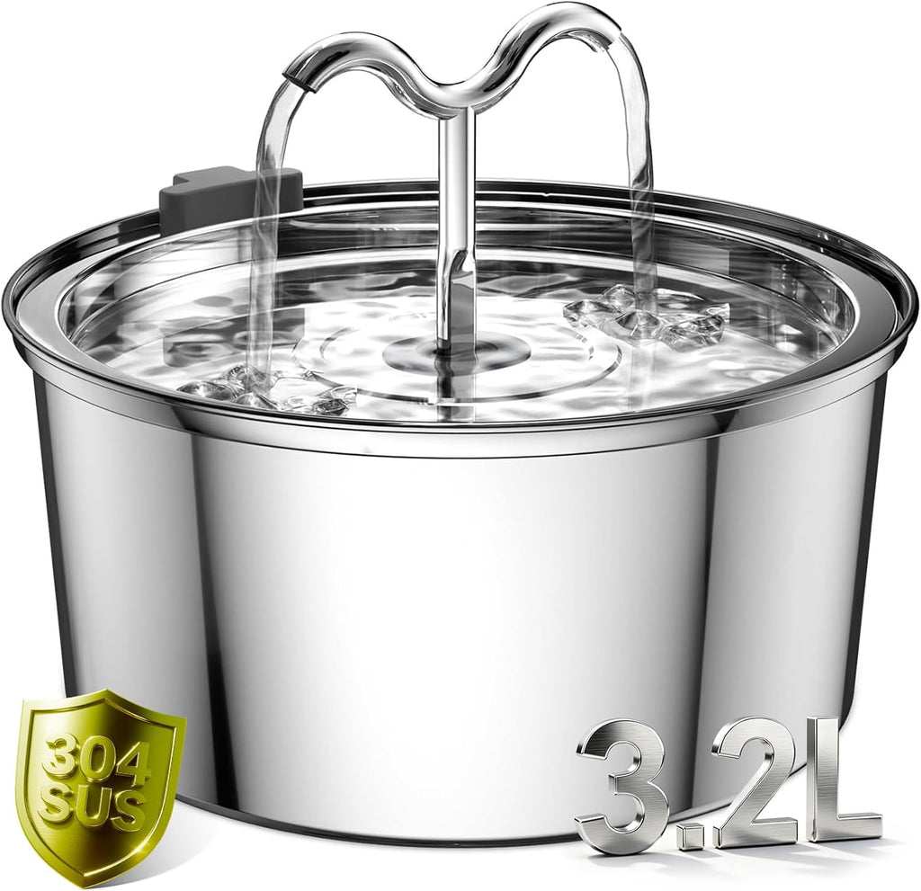 Stainless Steel Cat Water Fountain, 108Oz/3.2L Cat Fountain