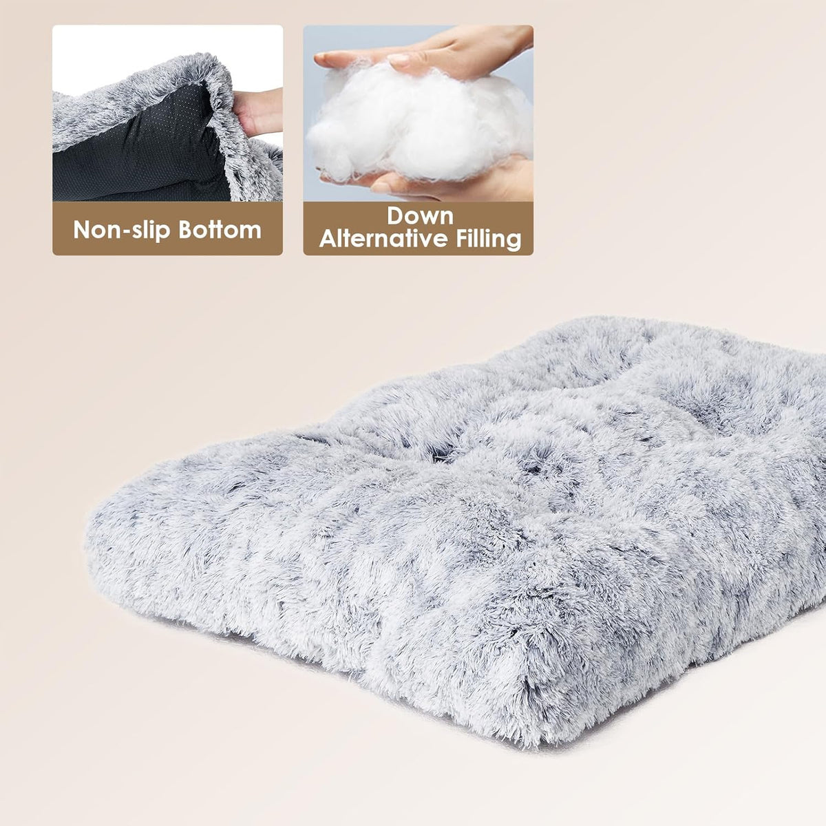 Calming Dog Crate Bed XL for Extra Large Dog 105X70X9Cm, Grey