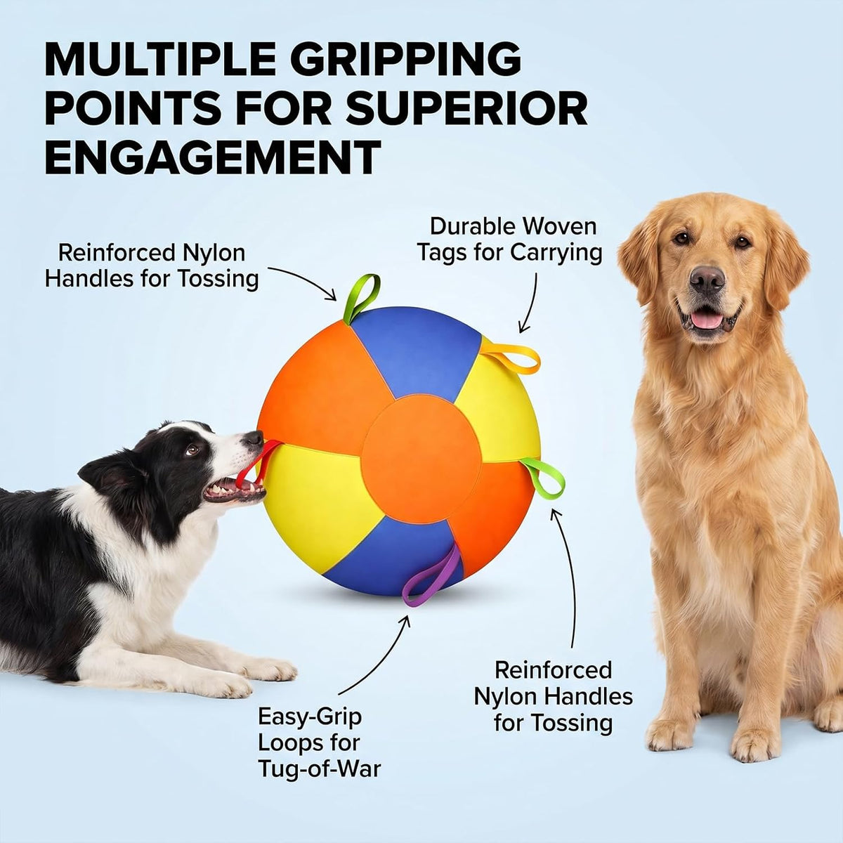 Herding Balls for Dogs 18" Inflatable Herding Ball Large with 5 Handles Indestructible Balls for Australian Shepherd and Border Collie Giant Dog Ball for Medium and Large Breeds with Pump