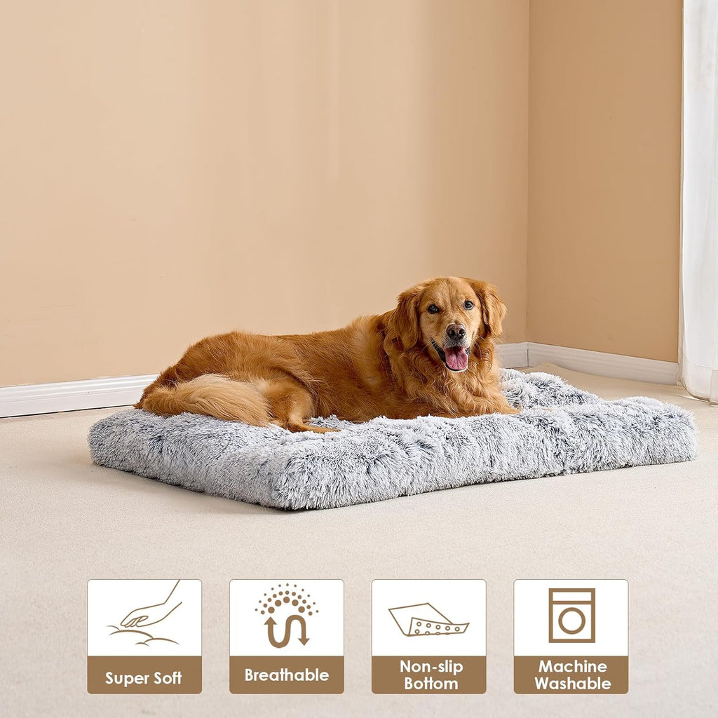 Calming Dog Crate Bed XL for Extra Large Dog 105X70X9Cm, Grey