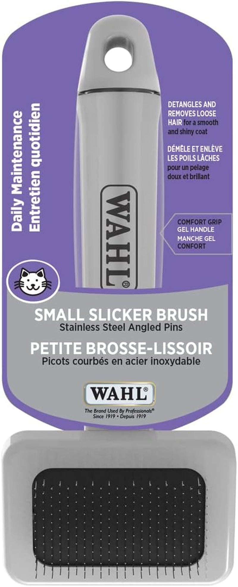 Canada Cat Small Slicker Brush, Helps to Minimize Shedding with Regular Use, Steel Bristles into Thick Coat, Ideal for Brushing Out Light Mats and Getting Rid of Dead Fur - Model 58531, Grey