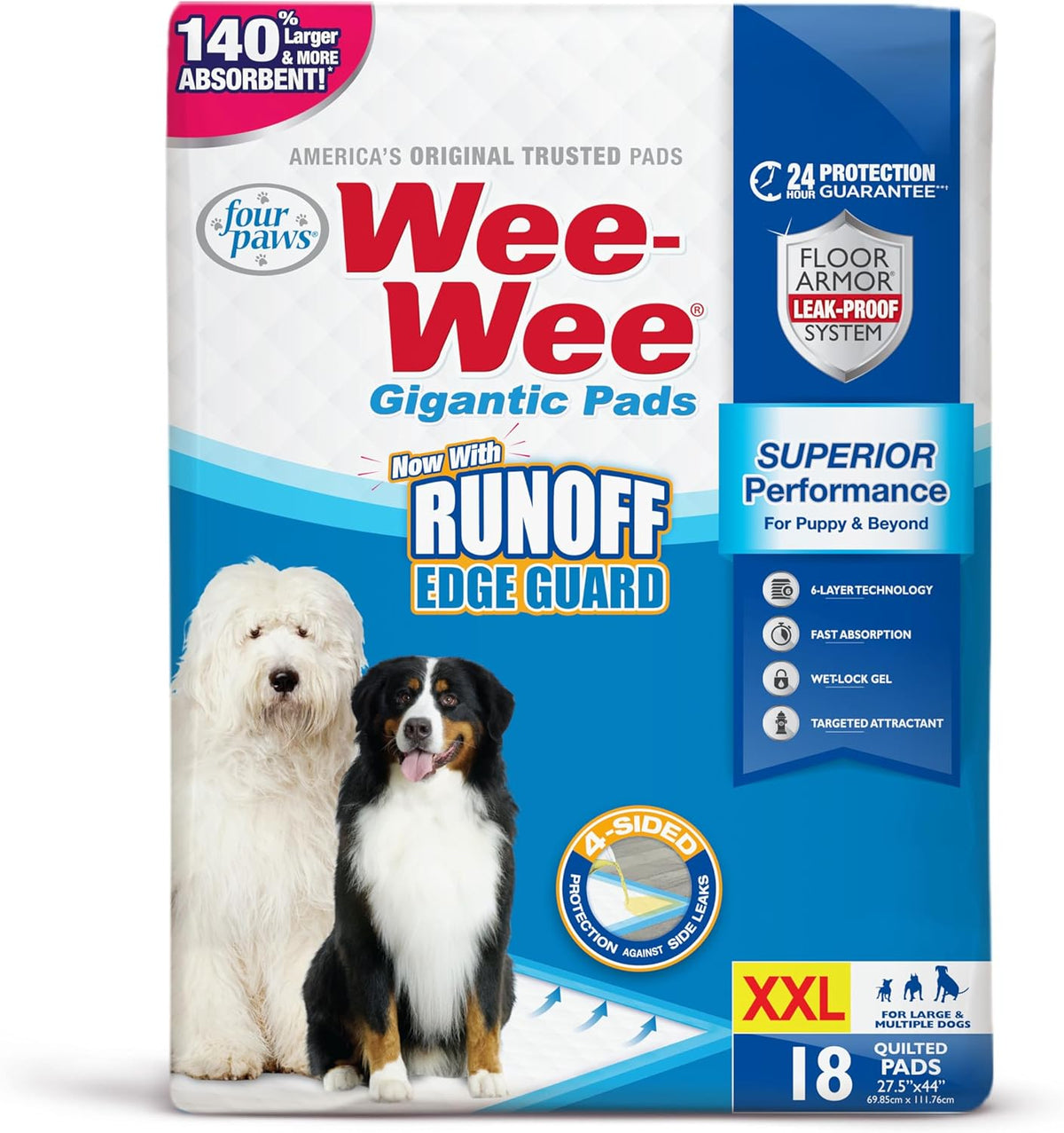 100202102 Wee-Wee Pads-Gigantic, 18-Pack