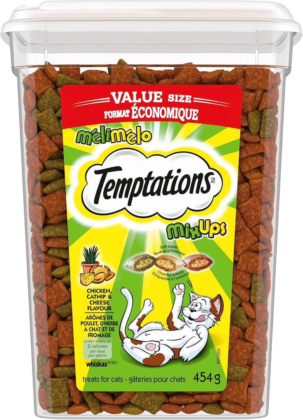 Mix-Ups Cat Treats, Chicken, Cheddar & Catnip Flavour, 454G Tub