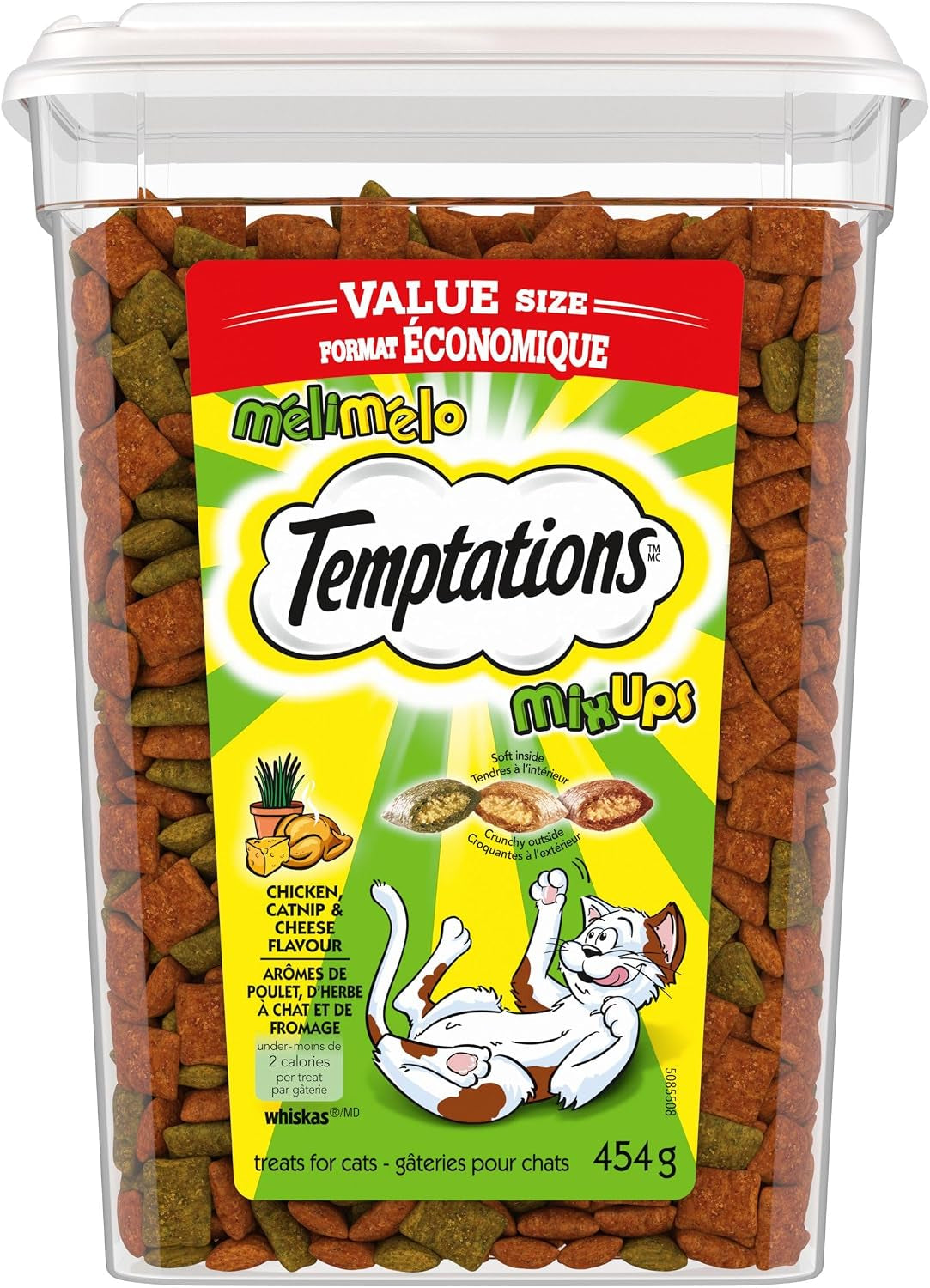 Mix-Ups Cat Treats, Chicken, Cheddar & Catnip Flavour, 454G Tub