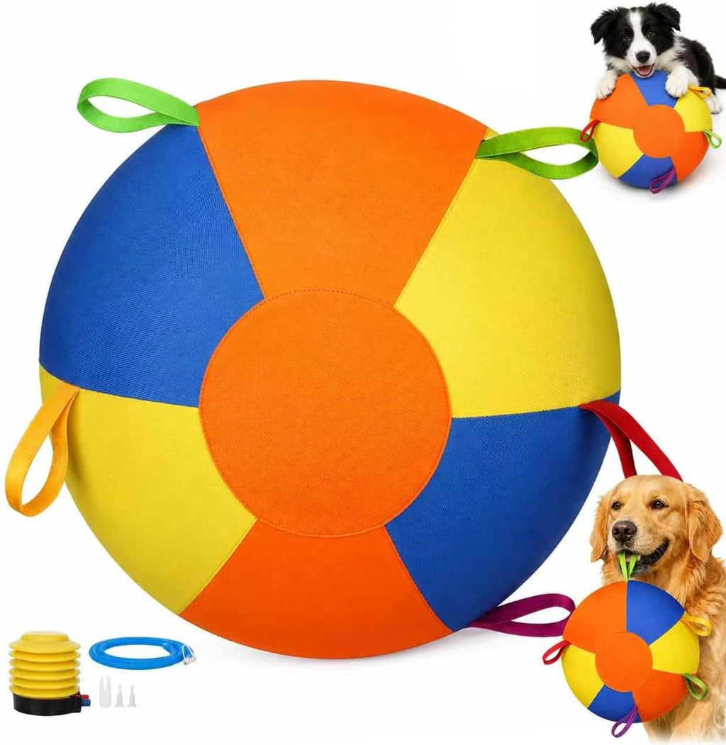 Herding Balls for Dogs 18" Inflatable Herding Ball Large with 5 Handles Indestructible Balls for Australian Shepherd and Border Collie Giant Dog Ball for Medium and Large Breeds with Pump