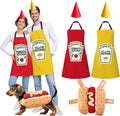 5 Pcs Ketchup Mustard Couples Costumes and Pet Hot Dog Costume