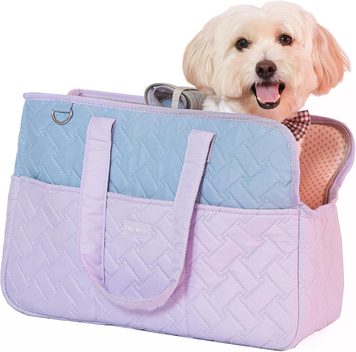 Dog Carrier Purse 3-In-1 Purple & Blue Pet Travel Bag for Small Dogs & Cats - Handheld, Crossbody, & Shoulder Carry with 4 Extra Front and Sided Storage Pockets Soft, Comfortable, Perfect for Travel