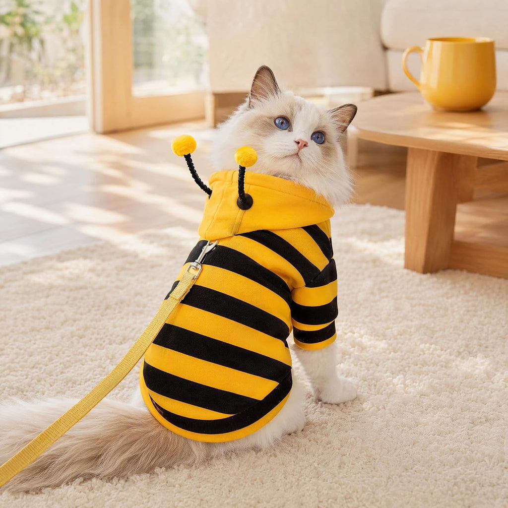 Bee Pet Hoodie Costume Cute Outfit Apparel for Cats and Small Dogs