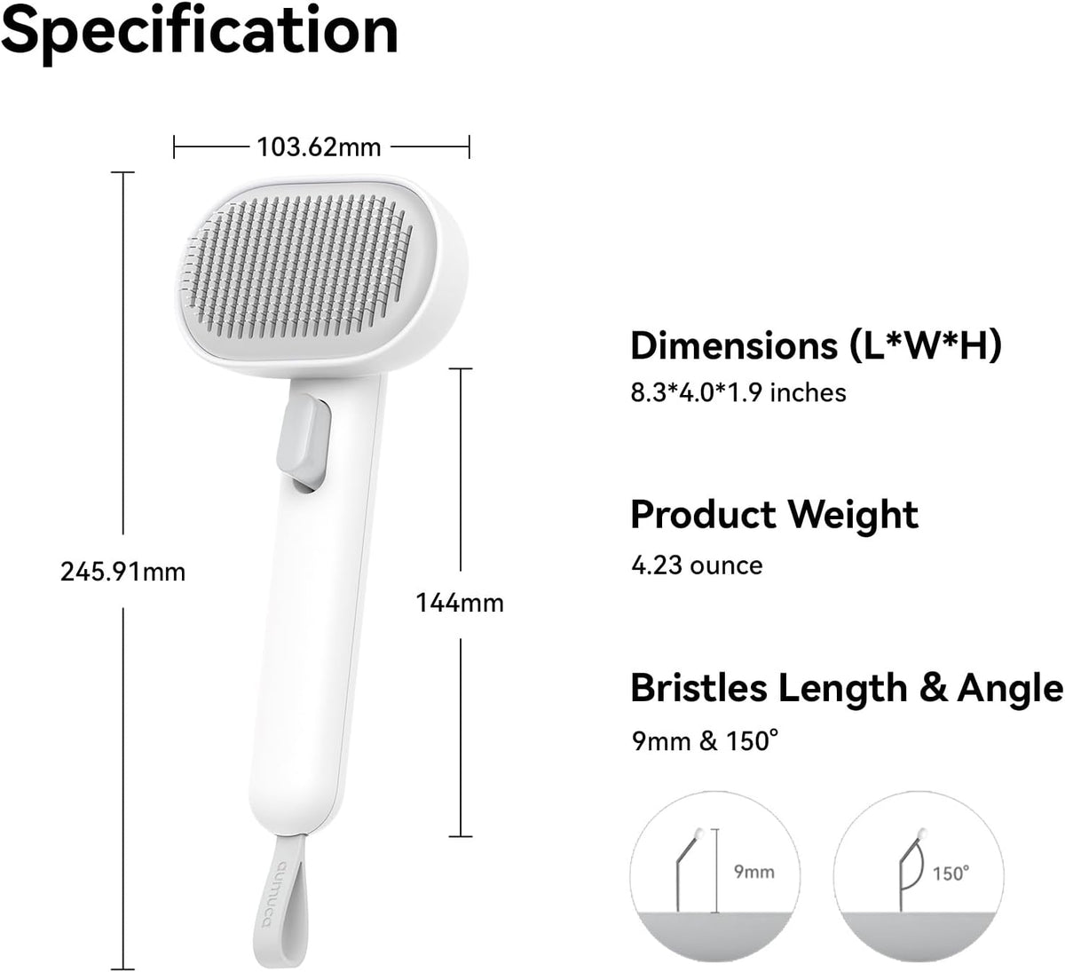 Cat Brush Dog Brush for Shedding, Cat Brushes for Long or Short Haired Cats, Dog Hair Brush Cat Grooming Brush Cat Comb Cat Deshedding Brush Easily Removes Mats, Tangles, and Loose Fur, White
