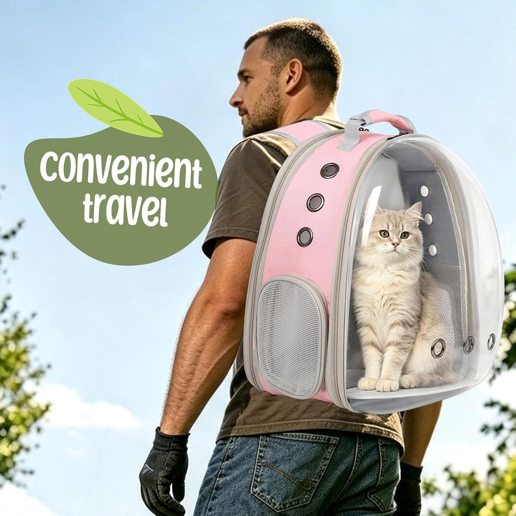 Expandable Cat Backpack, Space Capsule Bubble Transparent Clear Pet Carrier for Small Dog, Pet Carrying Hiking Traveling Backpack