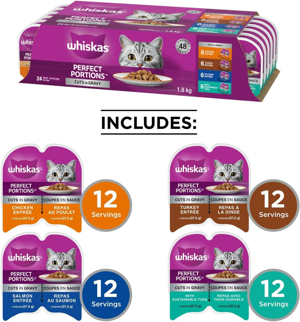 Perfect PORTIONS Wet Cat Food, Variety, 75G (24 Pack)