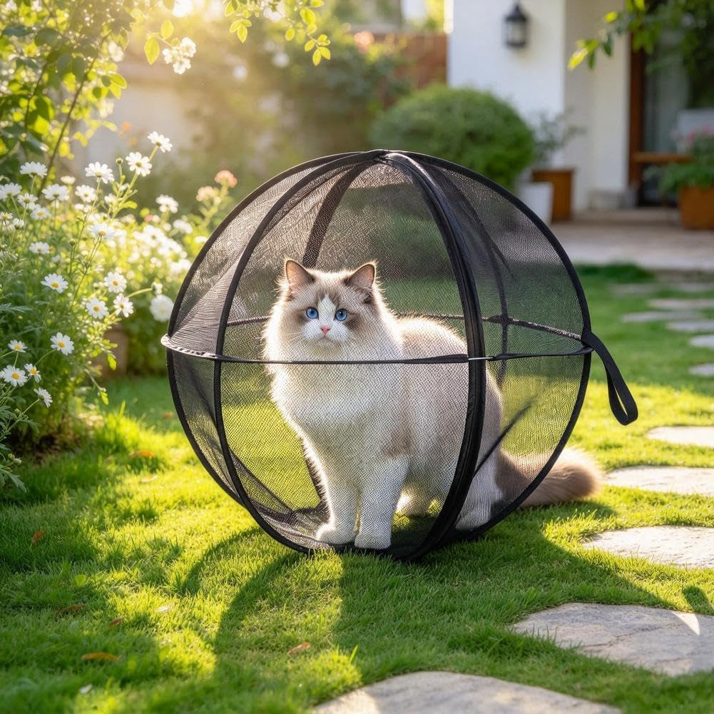 Giant Cat Hamster Ball for Outside,27" 360 Panoramic Rolling Cat Playpen
