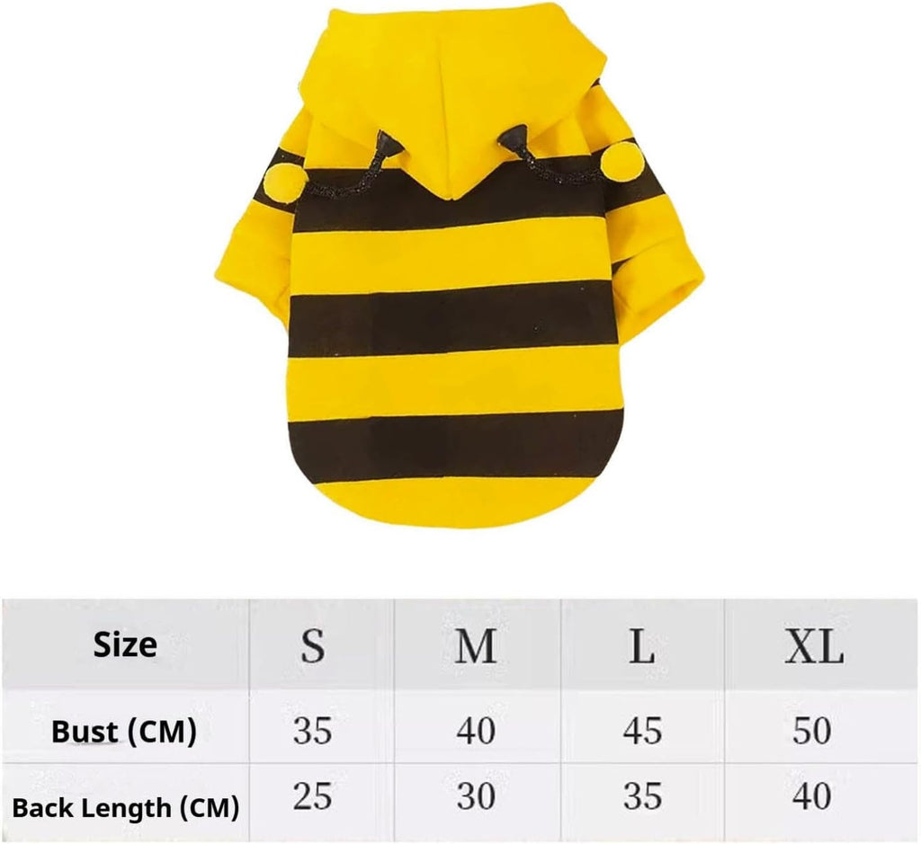 Pet Bee Costume, Hooded Halloween Outfit for Small Dogs and Cats，Medium