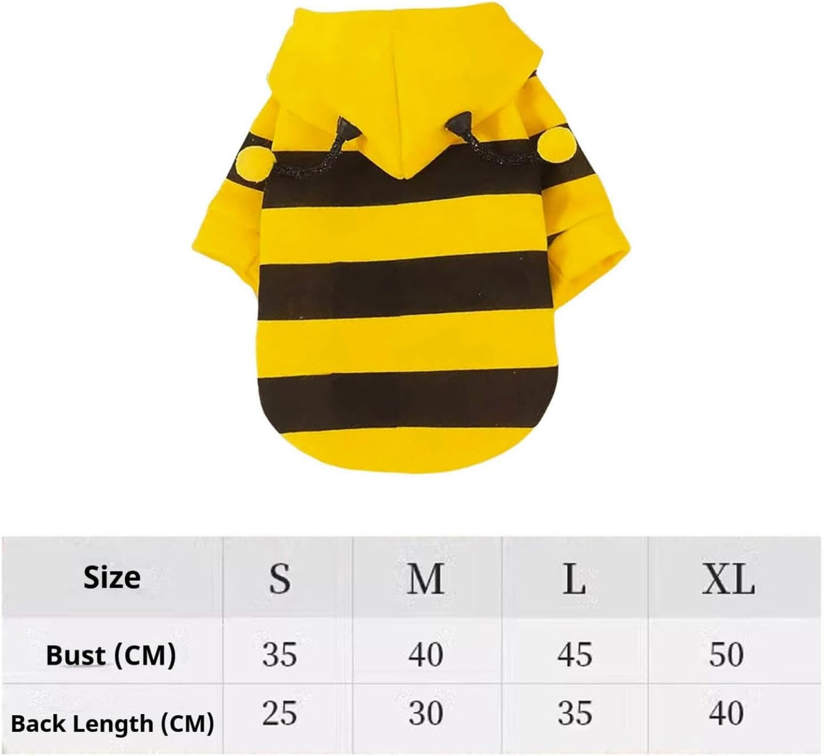 Pet Bee Costume, Hooded Halloween Outfit for Small Dogs and Cats，Medium