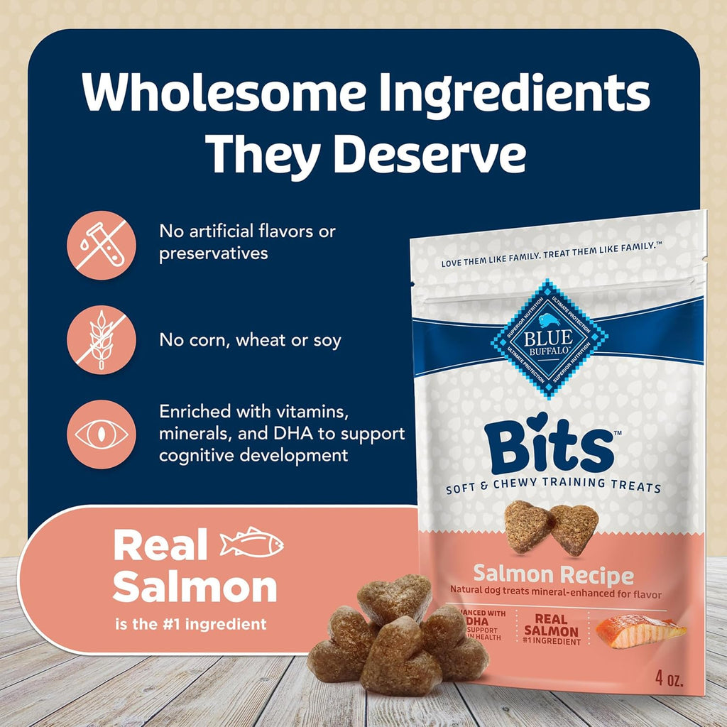 Bits Natural Dog Treats, Salmon, 4Oz (Pack of 1)