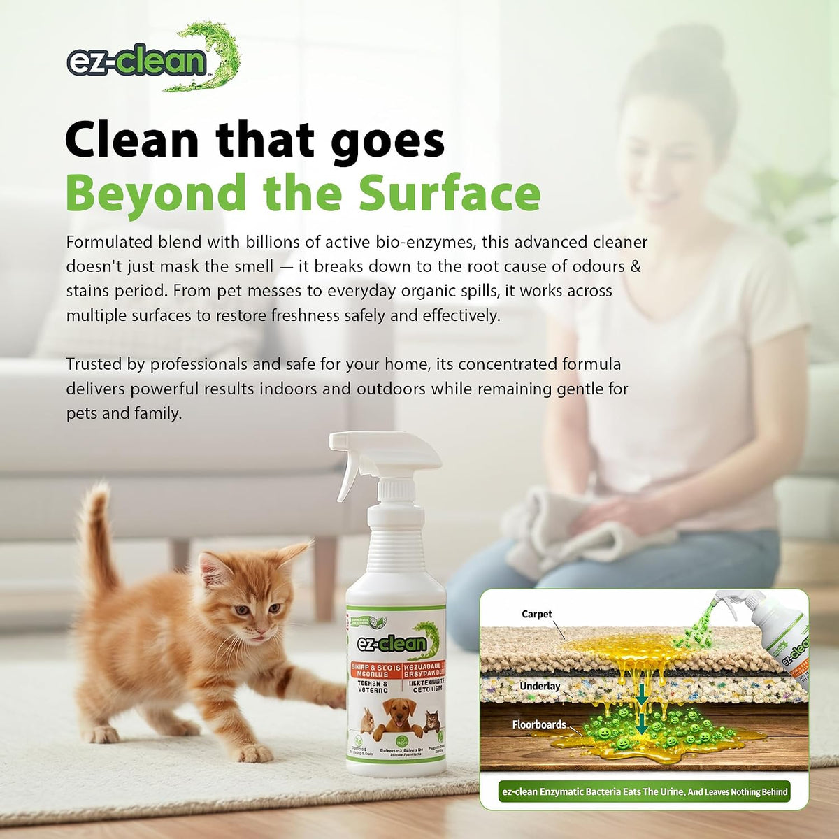 Bioenzyme Odour & Stain Remover - 1 L Spray - Original Scent