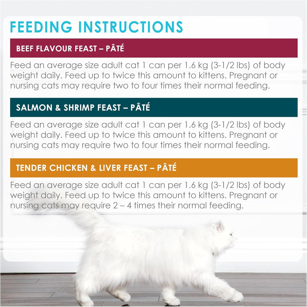 Wet Cat Food, Pate Assorted Variety Pack 3 Flavours - 85 G Can (24 Pack)