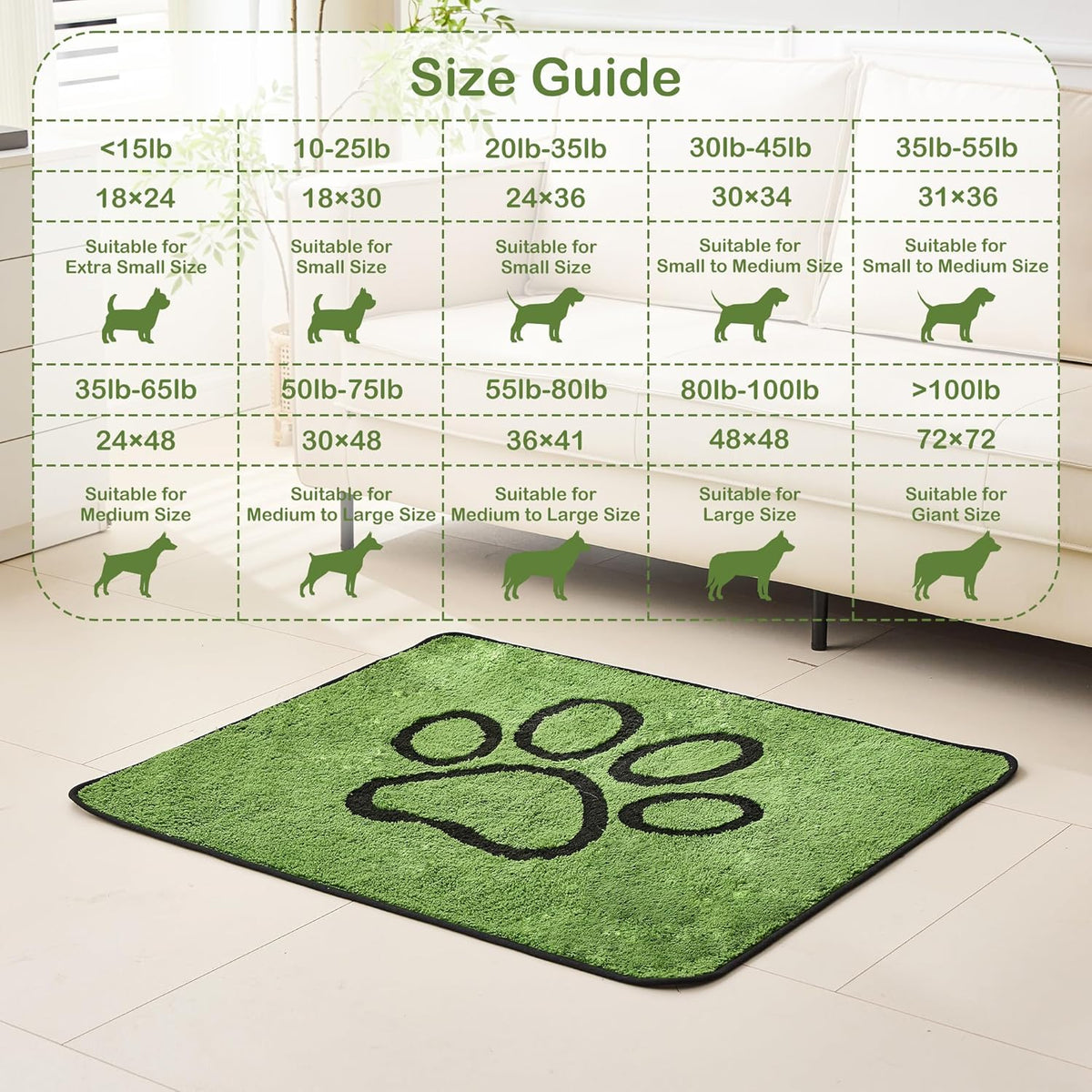 Reusable Dog Pee Pads, 2 Pack Super Absorbent & Leakproof Washable Puppy Pads with Soft Green Top Layer, for Potty Training, Crates, Couch, Car Seats & Pet Beds, 18"X24"
