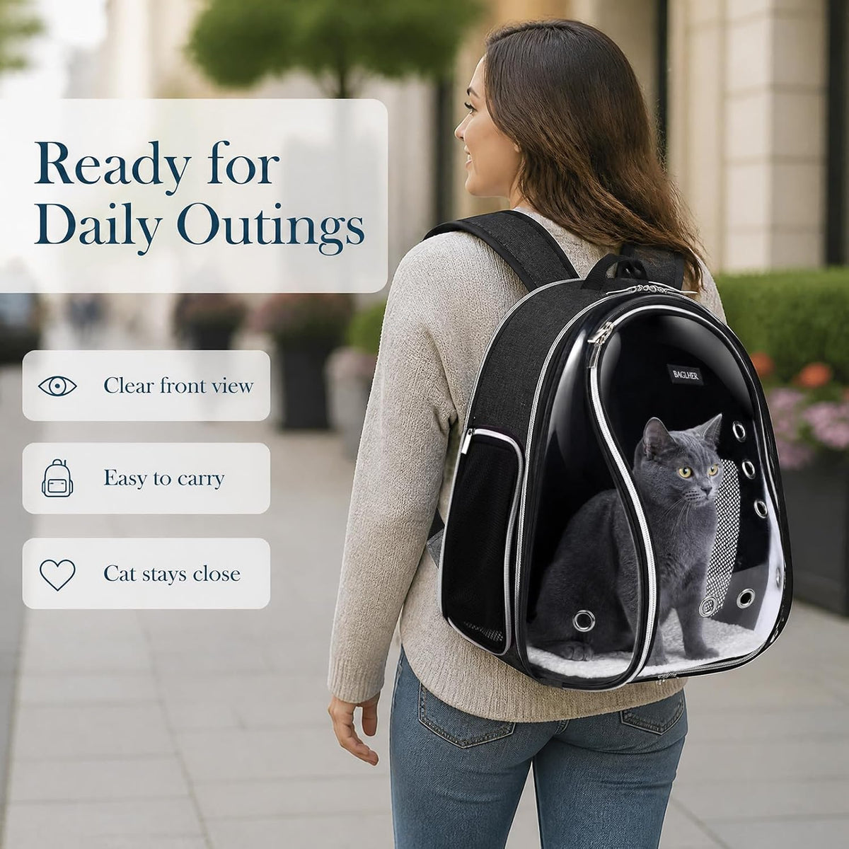 Cat Carrier Backpack Bubble - Airline-Approved Dog Backpack Carrier for Small Pets Puppies Dogs Bunny,Space Capsule Dog Carrier Backpack for Travel Outdoor Hiking Black