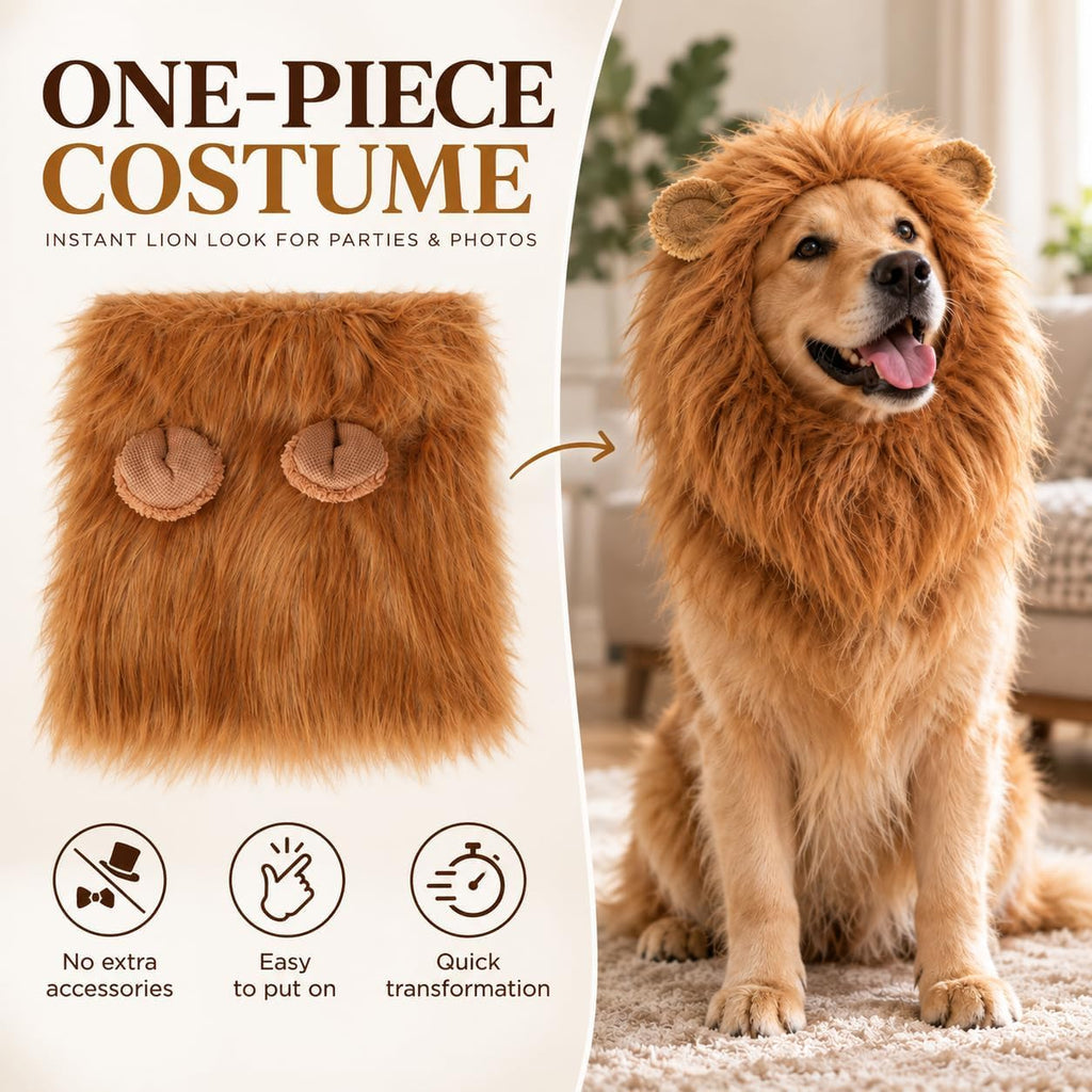 Dog Lion Mane Costume with Ears, Dog Halloween Costumes Large Breed