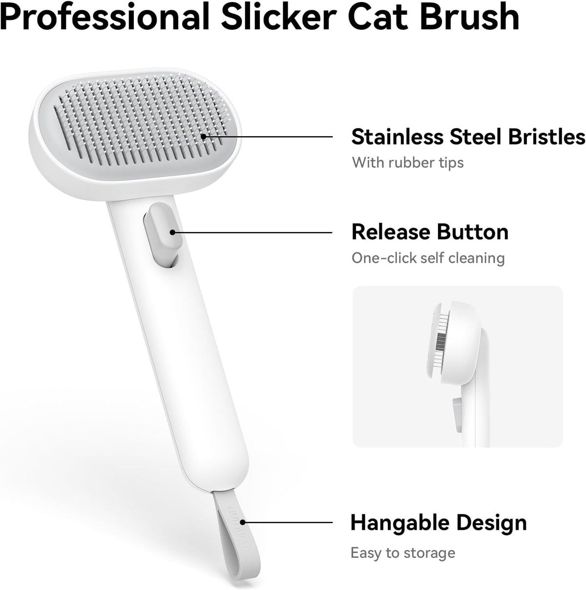 Cat Brush Dog Brush for Shedding, Cat Brushes for Long or Short Haired Cats, Dog Hair Brush Cat Grooming Brush Cat Comb Cat Deshedding Brush Easily Removes Mats, Tangles, and Loose Fur, White