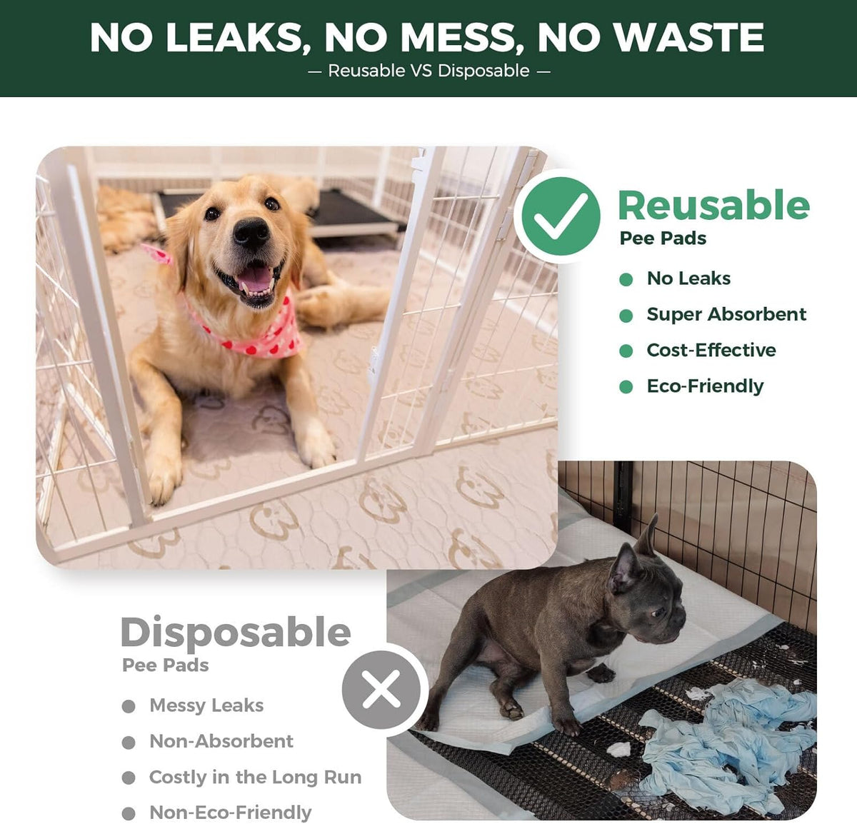 Washable Pee Pads for Dogs, Super Absorbent, 63" Square, Khaki, 1 Pack