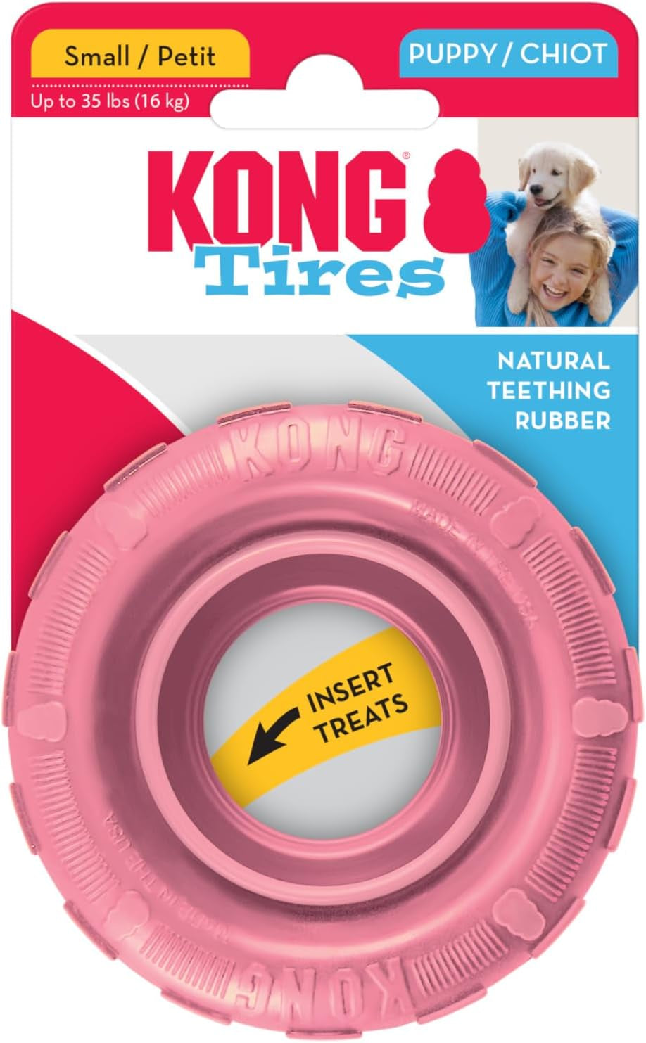 Puppy Tires - Dog Chew Toy for Puppies - Stuffable Dog Toy for Treats & Snacks - Natural Rubber Chew Toy for Teething Puppy - for Small Puppies - Randomly Provided Color