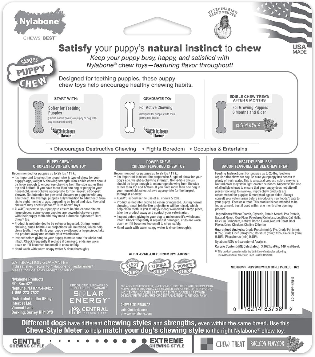 Puppy Chew Toy & Treat Puppy Starter Set, Blue Puppy Chew Toys for Boys