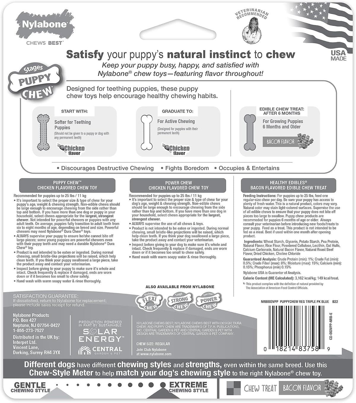 Puppy Chew Toy & Treat Puppy Starter Set, Blue Puppy Chew Toys for Boys