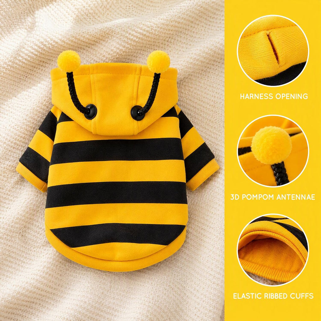 Bee Pet Hoodie Costume Cute Outfit Apparel for Cats and Small Dogs