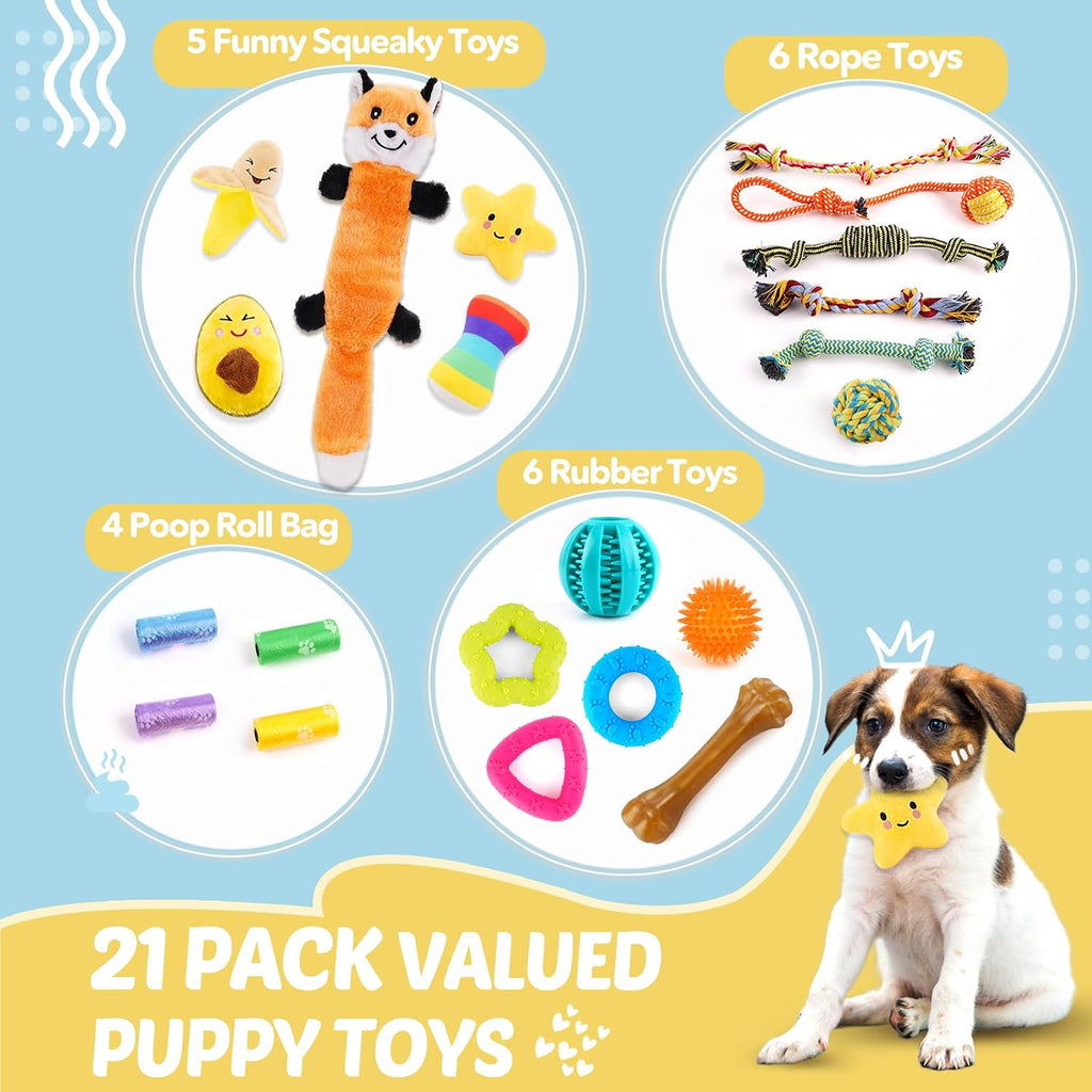 Puppy Toys 21 Pack Small Dog Chew Toys Teething Rope Ball Toy for Puppies