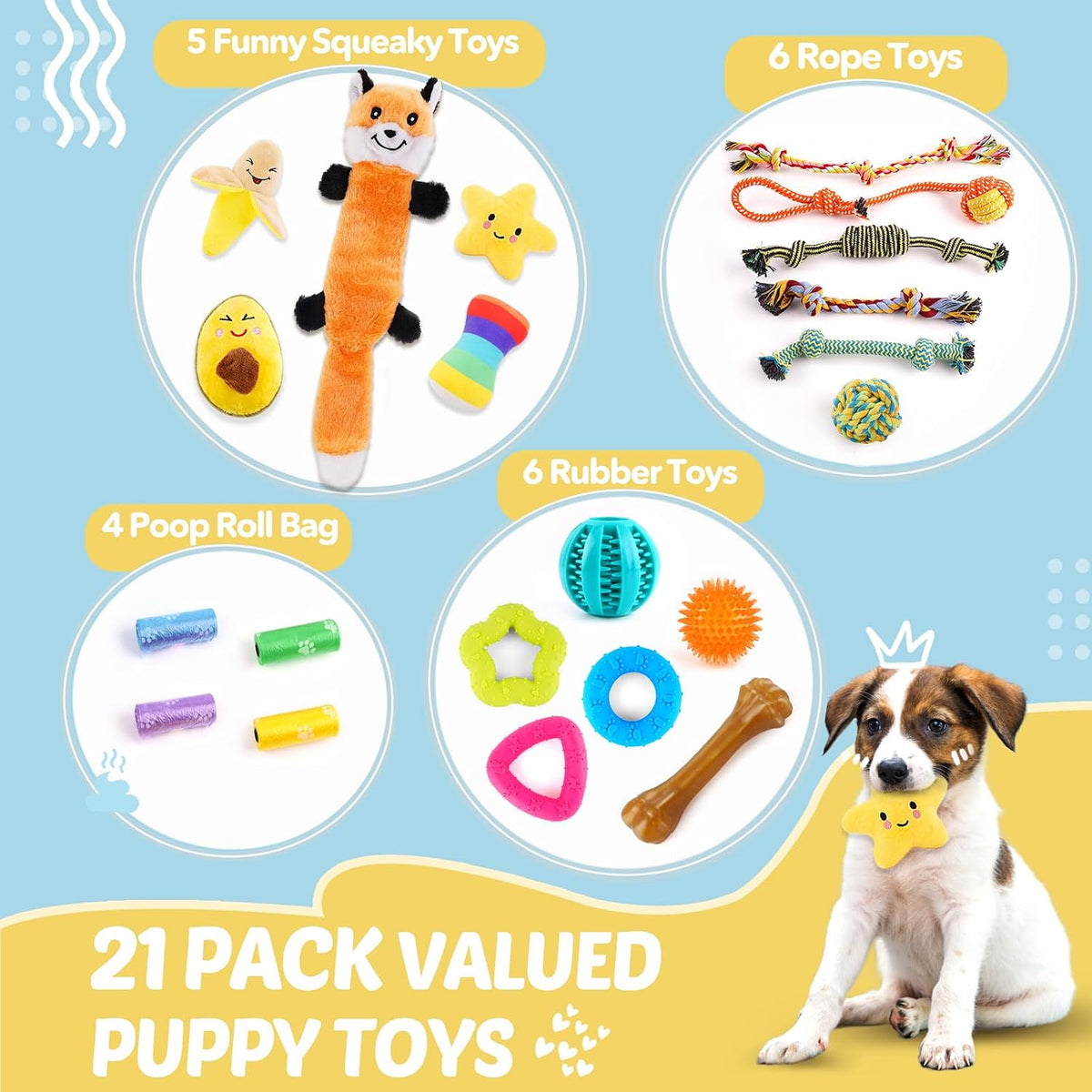 Puppy Toys 21 Pack Small Dog Chew Toys Teething Rope Ball Toy for Puppies