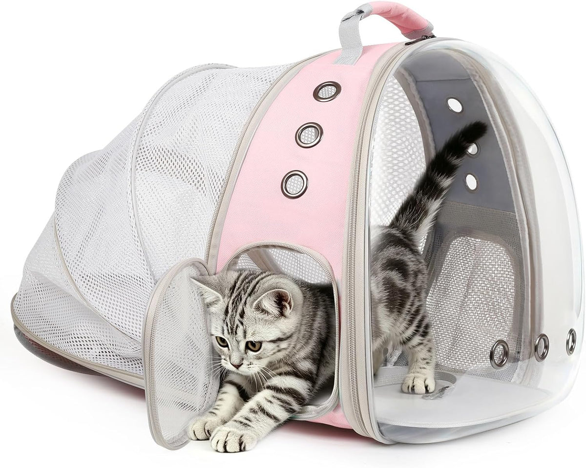 Expandable Cat Backpack, Space Capsule Bubble Transparent Clear Pet Carrier for Small Dog, Pet Carrying Hiking Traveling Backpack