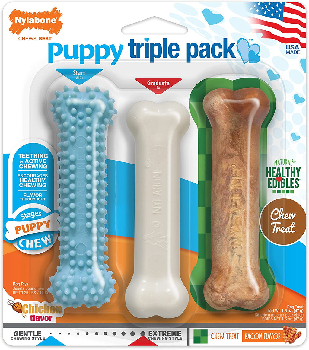 Puppy Chew Toy & Treat Puppy Starter Set, Blue Puppy Chew Toys for Boys