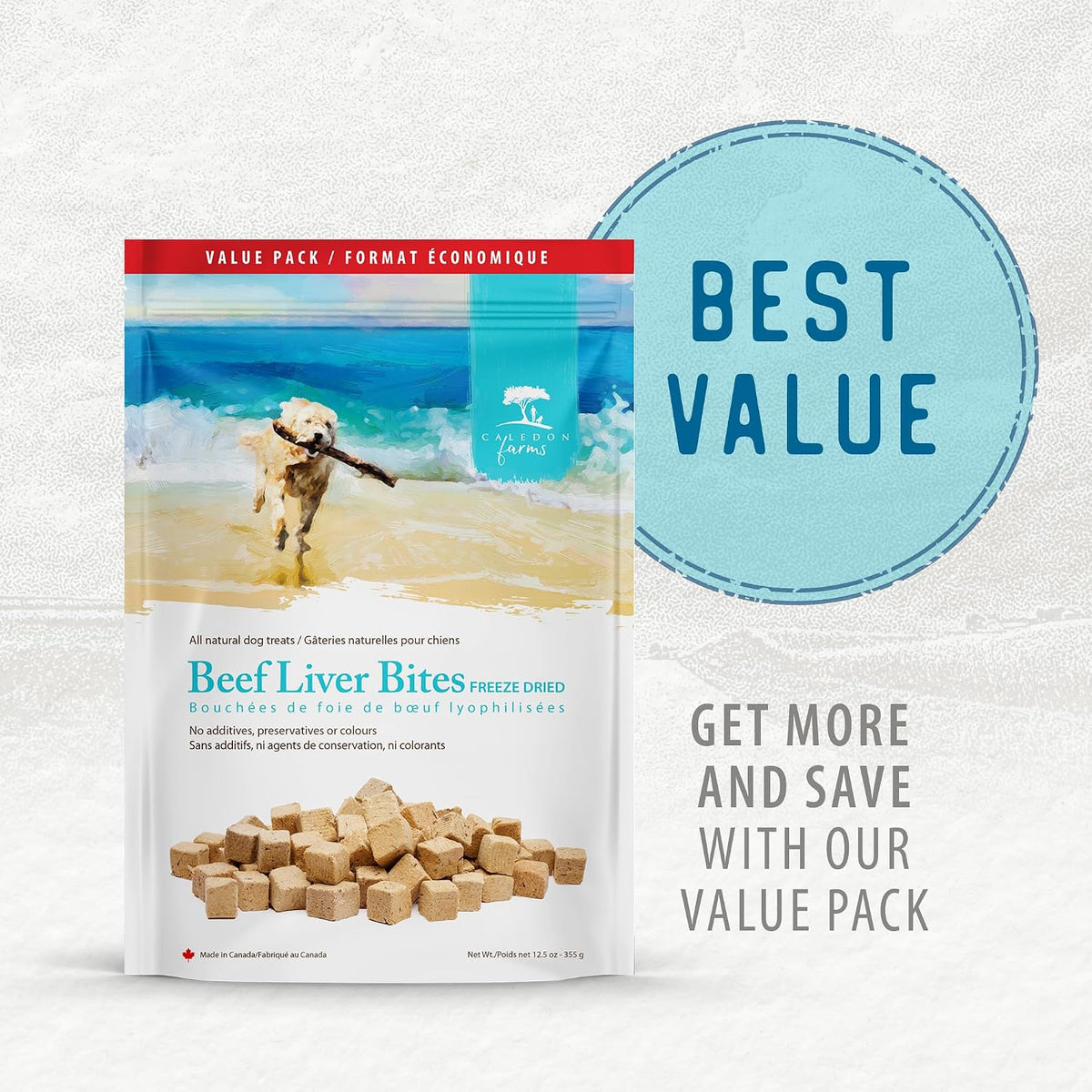 , Value Pack Freeze Dried Beef Liver Bites, 355 G, Dog Treats