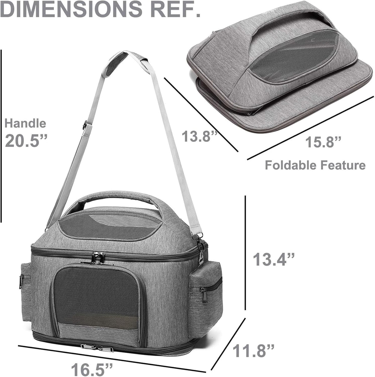 Large Pet Carrier for Cat and Small Dog, Fits 20 Lbs Fat Cat, Soft-Sided Pet Travel Carrier, Cat Bed (Green)