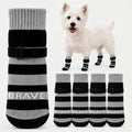 Anti Slip Dog Socks to Prevent Licking Paws, 4 Pack Dog Paw Protectors with Adjustable Buckle Strap, for Hot Pavement Hardwood Floors, Traction Control for Small Medium Senior Dogs，Gray：M