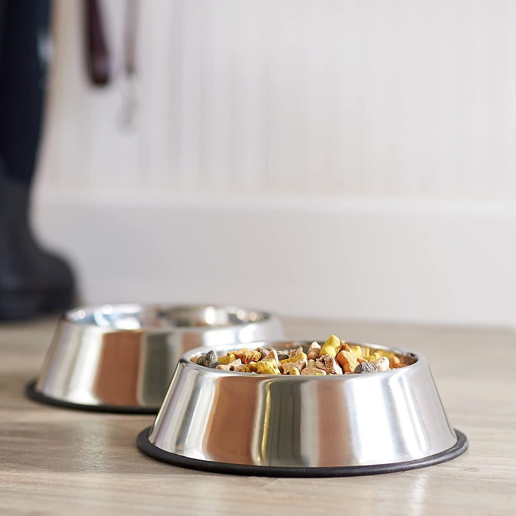 Stainless Steel Non-Skid Pet Dog Water and Food Bowl, 2-Pack (25.9Cm X 7Cm), Each Holds up to 1.15L