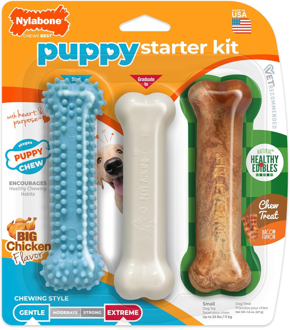 Puppy Chew Toy & Treat Puppy Starter Set, Blue Puppy Chew Toys for Boys