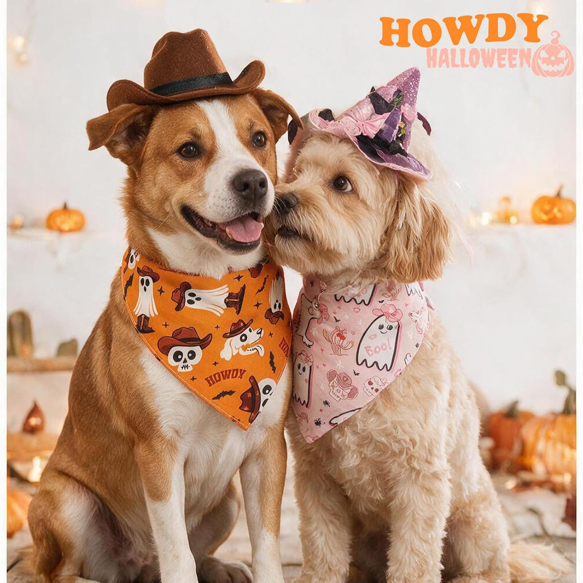 Halloween Dog Bandana Western Cowboy Cowgirl Costume, 15-40Kg Pet