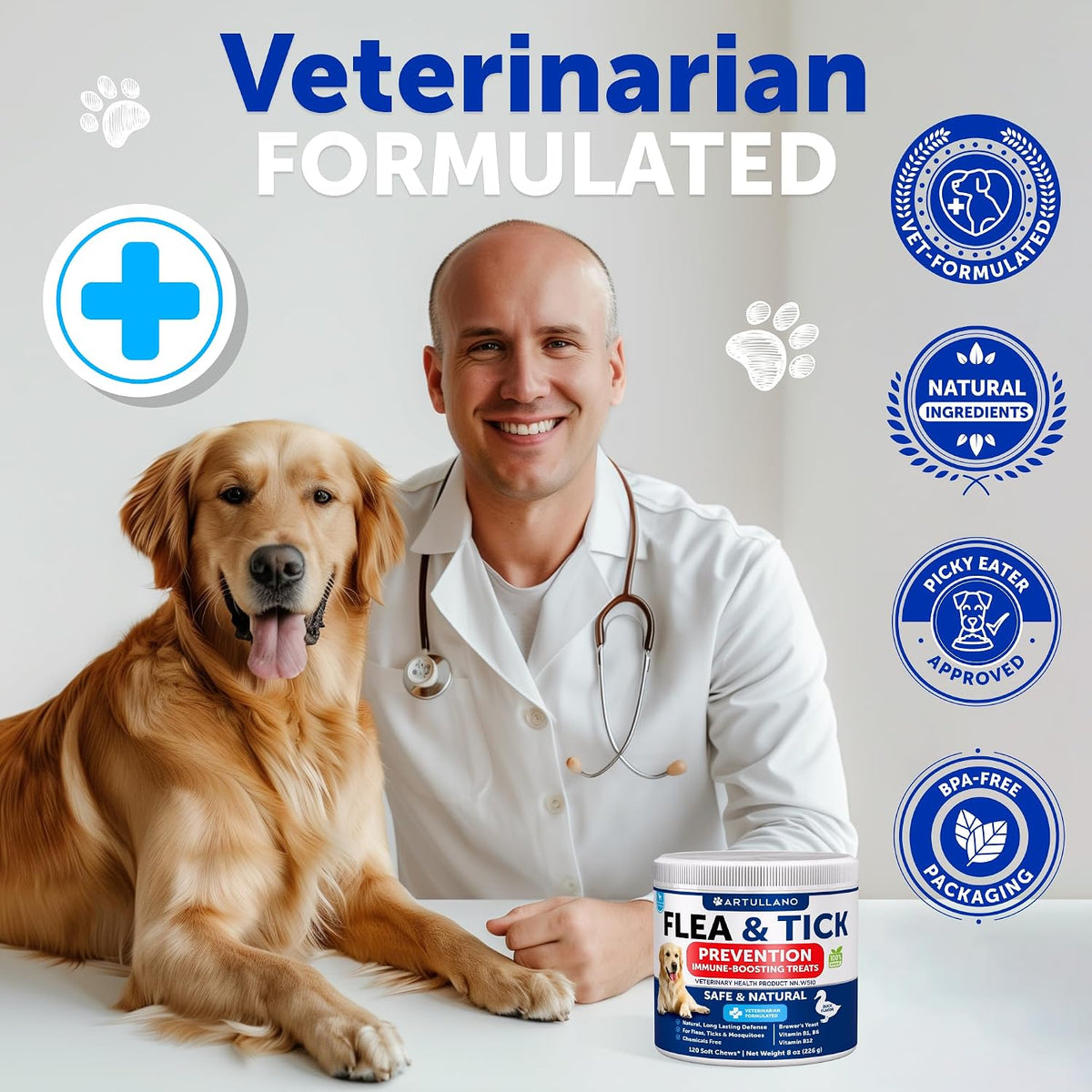 Flea and Tick Supplement for Dogs - 120 Chews - Dog Flea & Tick Support