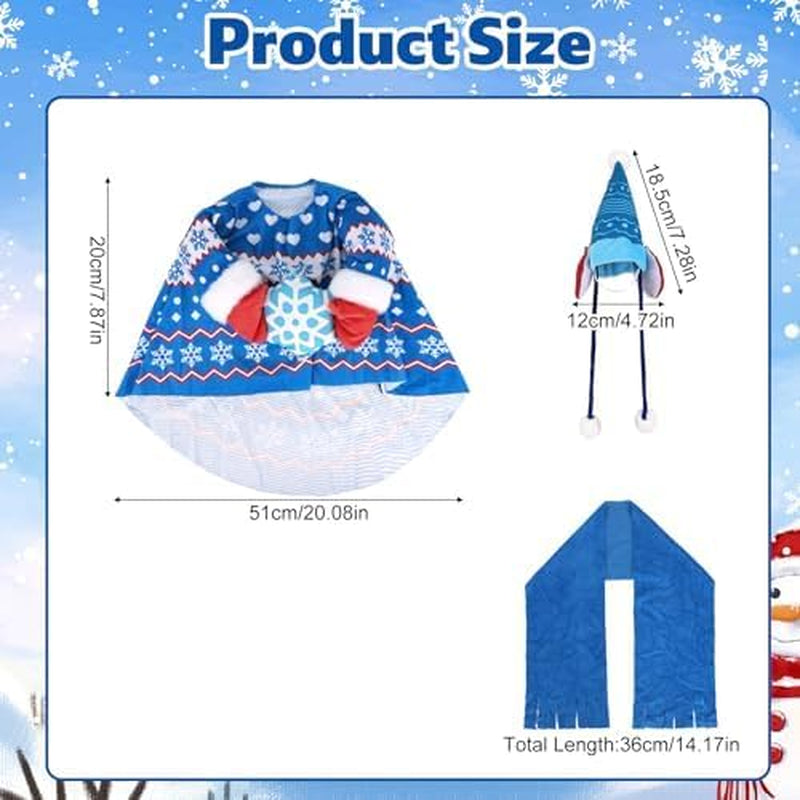 Porch Goose Winter Outfit, Sweater with Knit Hat and Scarf Set Polyester Porch Goose Clothes Christmas Costume for Garden (Blue)