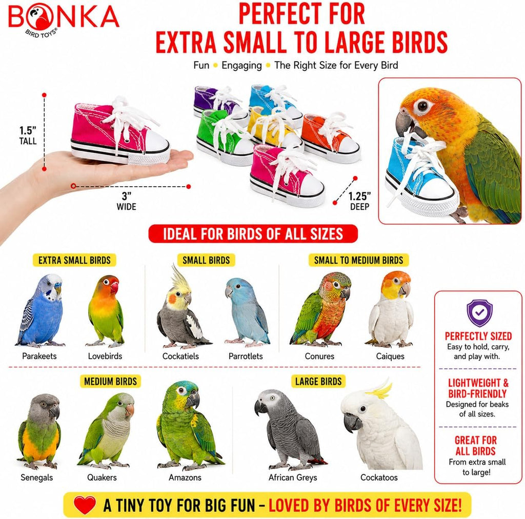 6 Mini Sneaker Bird Toy Parrot Craft Cage Craft Toys Cages Small Dog,Cat Pet Cockatiel,African Grey,Cockatoo