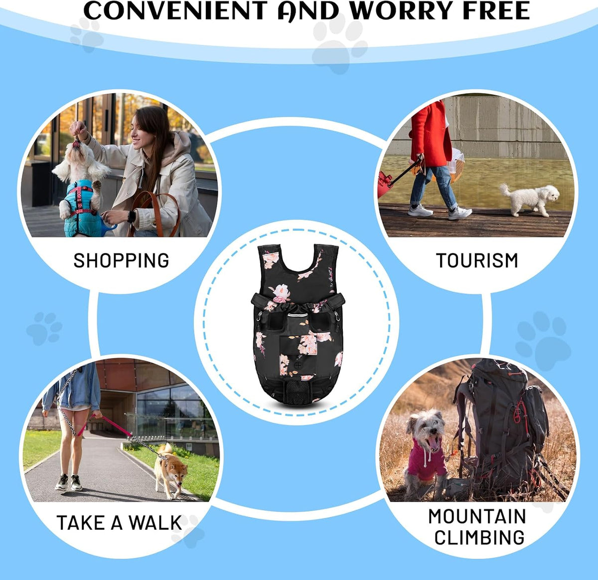 Pet Dog Carrier Backpack, Adjustable Dog Legs-Out Front Backpack, Hands-Free Cat Pup Front Carrier Travel Bag, Easy-Fit for Traveling Hiking for Small Medium Dogs, XL, Pink Rose
