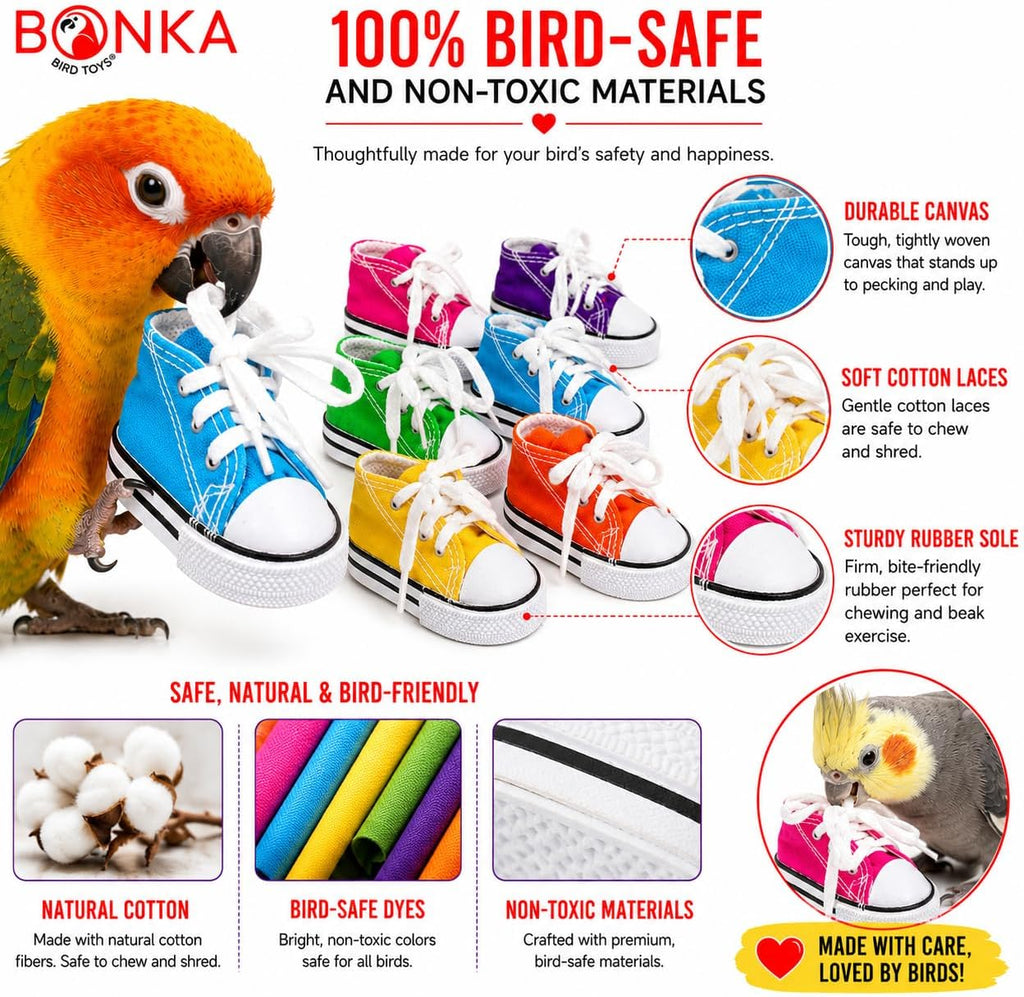 6 Mini Sneaker Bird Toy Parrot Craft Cage Craft Toys Cages Small Dog,Cat Pet Cockatiel,African Grey,Cockatoo
