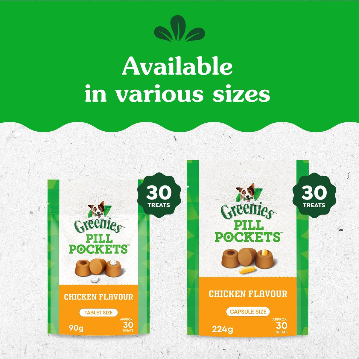 PILL POCKETS Dog Treats Capsule Size Chicken Flavour 30 Count, 90G