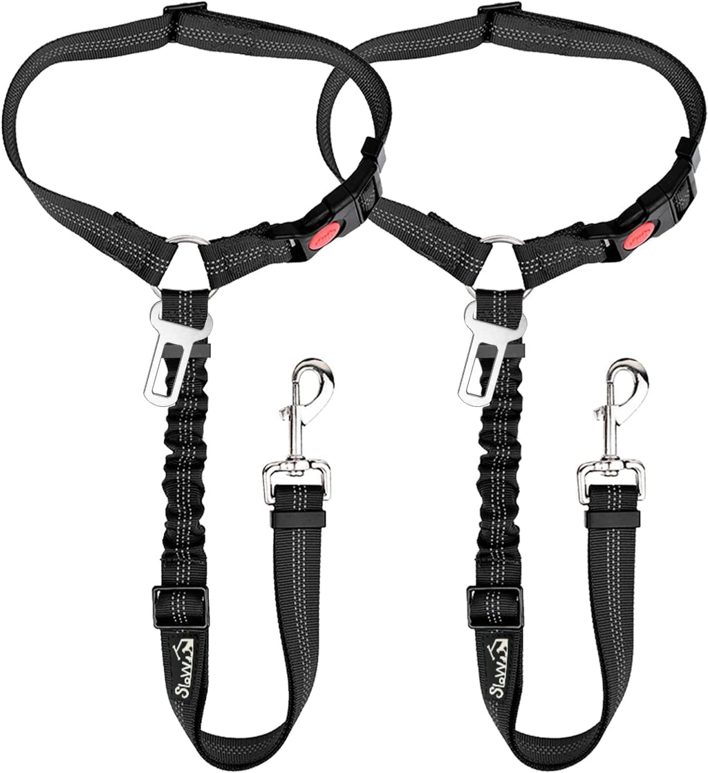 Dog Seat Belt for Car, 2 Pack Dog Car Harness Seatbelt with Bungee