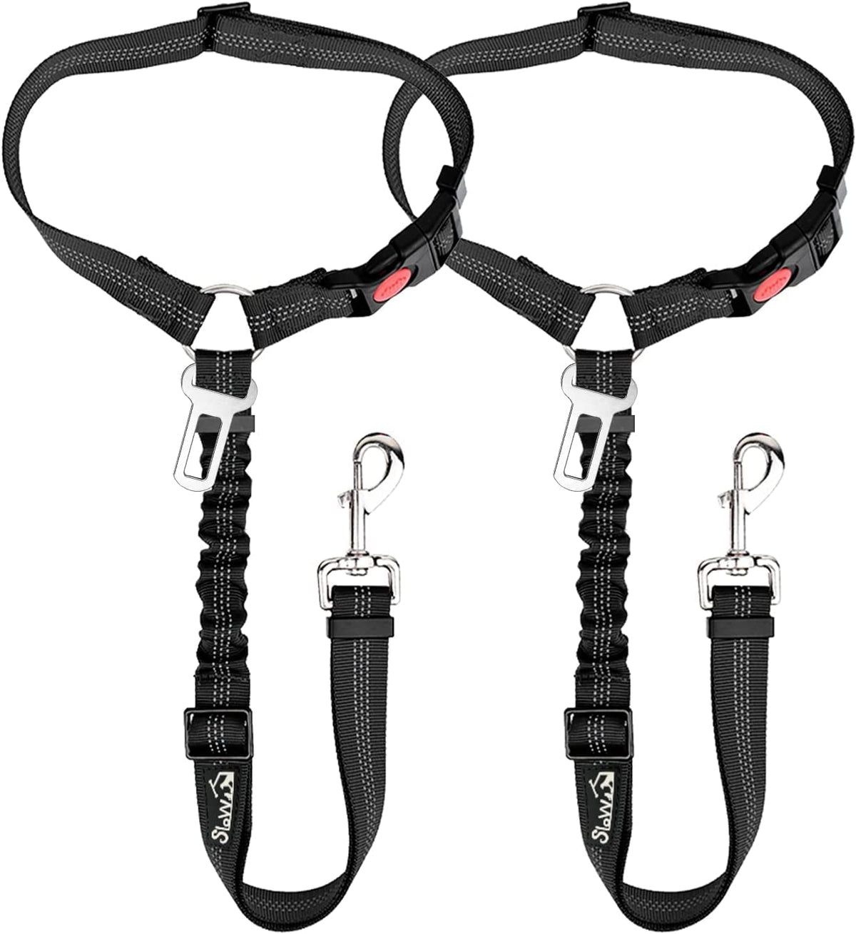 Dog Seat Belt for Car, 2 Pack Dog Car Harness Seatbelt with Bungee
