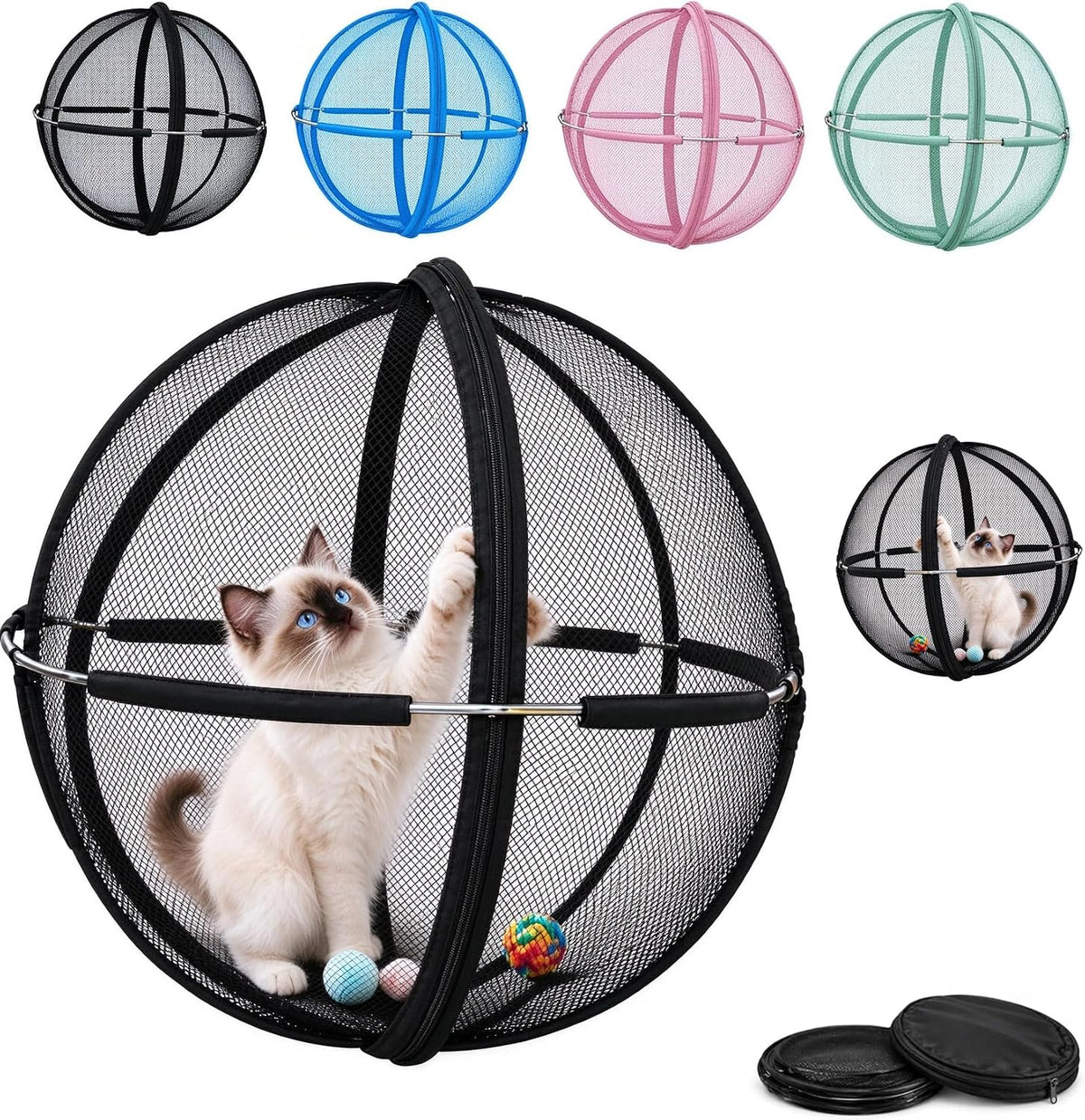 Giant Cat Hamster Ball for Outside,27" 360 Panoramic Rolling Cat Playpen